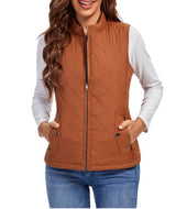 Charlotte | Women's Quilted Zip-Up Lightweight Puffer Vest Stand Collar