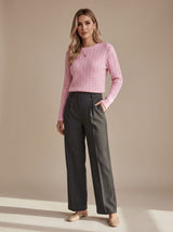 Amelia | Women's Relaxed Cable Knit Crew Neck Sweater