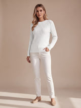Amelia | Women's Relaxed Cable Knit Crew Neck Sweater