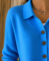 Emma | Women's Relaxed-Fit Button-Up Collared Knit Cardigan