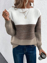 Sophia | Women's Relaxed-Fit Color-Block Crewneck Knit Sweater