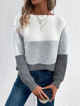 Sophia | Women's Relaxed-Fit Color-Block Crewneck Knit Sweater