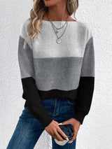 Sophia | Women's Relaxed-Fit Color-Block Crewneck Knit Sweater