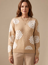 Grace | Women's Relaxed-Fit Floral Intarsia Knit Crewneck Sweater