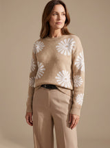 Grace | Women's Relaxed-Fit Floral Intarsia Knit Crewneck Sweater