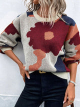 Camila | Women's Relaxed-Fit Floral Knit Pullover Sweater - 2