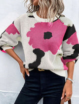Camila | Women's Relaxed-Fit Floral Knit Pullover Sweater - 4