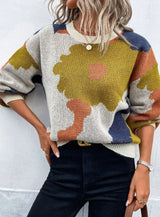 Camila | Women's Relaxed-Fit Floral Knit Pullover Sweater - 5