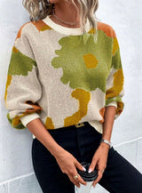Camila | Women's Relaxed-Fit Floral Knit Pullover Sweater - 6