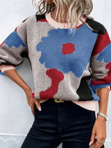 Camila | Women's Relaxed-Fit Floral Knit Pullover Sweater - 7