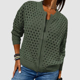 Luna | Women's Relaxed-Fit Hollow-Knit Zip-Up Cardigan