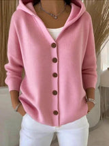 Mia | Women's Relaxed-Fit Hooded Button-Front Knit Cardigan