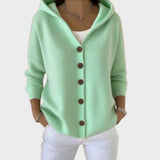 Mia | Women's Relaxed-Fit Hooded Button-Front Knit Cardigan