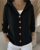 Mia | Women's Relaxed-Fit Hooded Button-Front Knit Cardigan