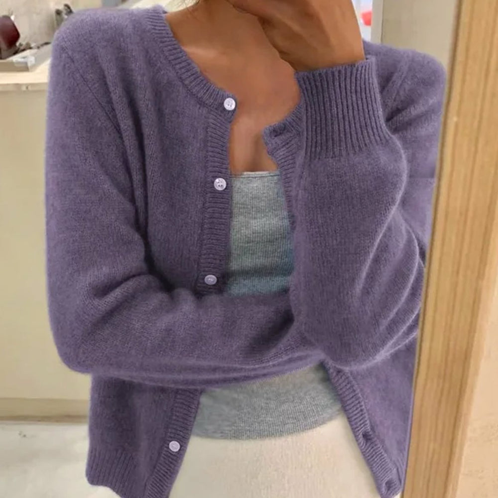 Evelyn | Women's Relaxed-Fit Long Sleeve Button Cardigan Sweater - 4