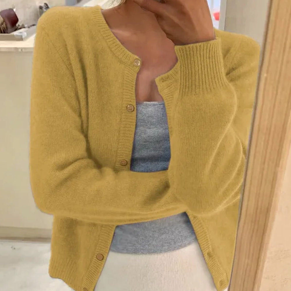 Evelyn | Women's Relaxed-Fit Long Sleeve Button Cardigan Sweater - 6