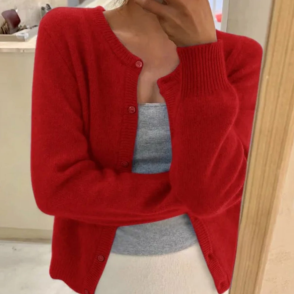 Evelyn | Women's Relaxed-Fit Long Sleeve Button Cardigan Sweater - 8