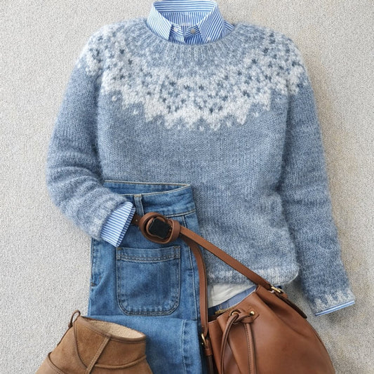 Women's Nordic Fair-Isle Knit Sweater – Crew Neck & Relaxed Fit