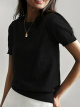 Amelia | Women's Relaxed-Fit Short-Sleeve Knit Sweater Top