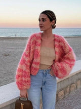 Aria | Women's Relaxed-Fit Striped Knitted Cardigan Oversized Sweater - 3
