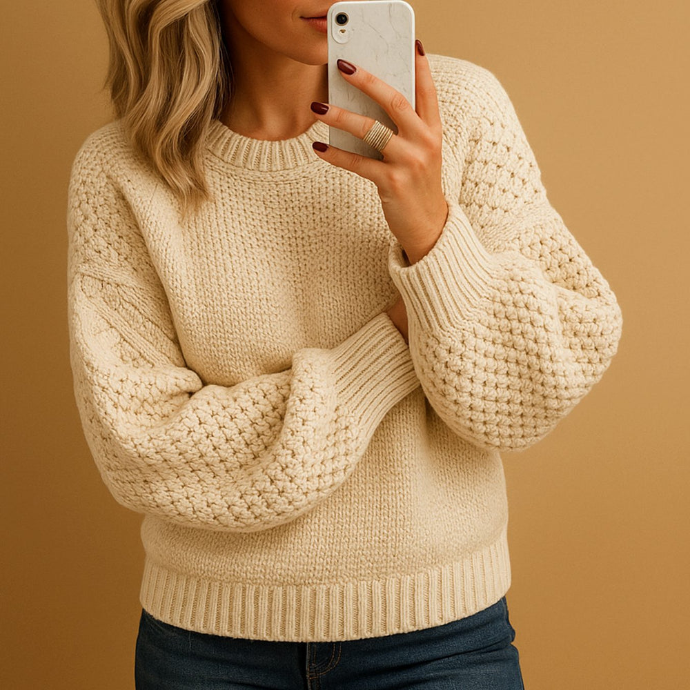 Emma | Women's Relaxed-Fit Textured Crewneck Knit Sweater