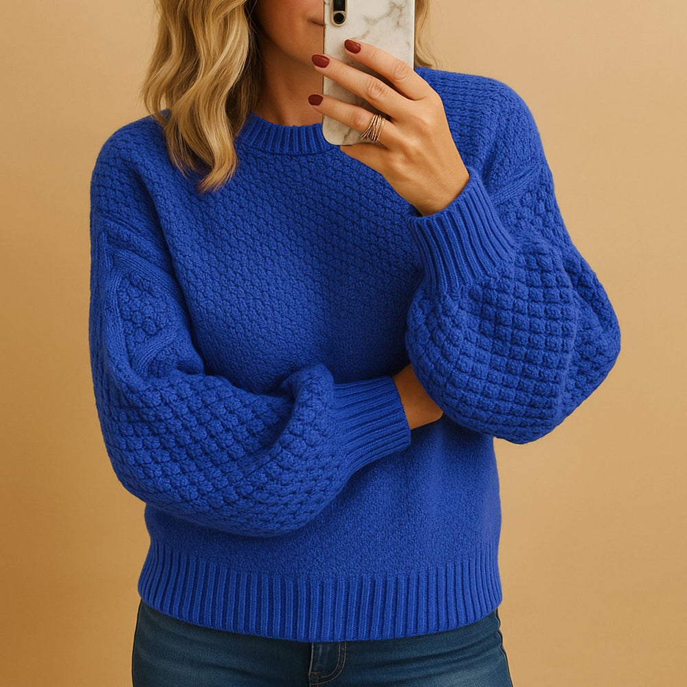 Emma | Women's Relaxed-Fit Textured Crewneck Knit Sweater - 2