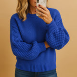 Emma | Women's Relaxed-Fit Textured Crewneck Knit Sweater - 2