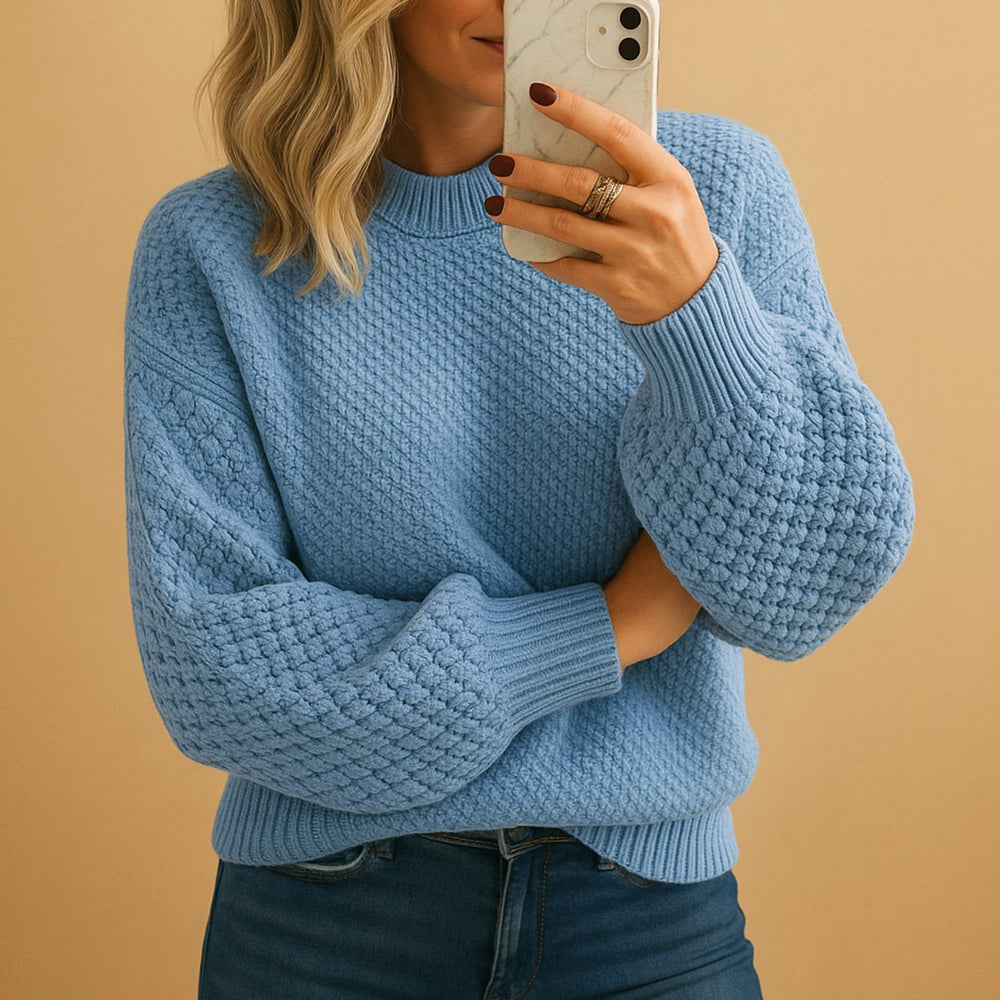 Emma | Women's Relaxed-Fit Textured Crewneck Knit Sweater - 4