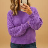 Emma | Women's Relaxed-Fit Textured Crewneck Knit Sweater - 5