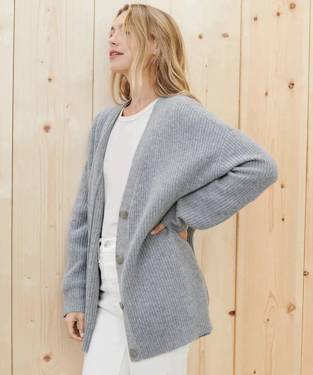 Isabella | Women's Relaxed-Fit V-Neck Cashmere Button-Front Cardigan