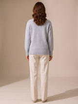 Sophia | Women's Relaxed-Fit V-Neck Gold Heart-Button Knitwear Cardigan
