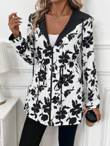 Women's Reversible Hooded Polyester Coat with Zipper Pockets - Stylish & Versatile Outerwear