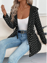 Women's Reversible Hooded Polyester Coat with Zipper Pockets - Stylish & Versatile Outerwear