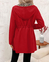 Women's Reversible Hooded Polyester Coat with Zipper Pockets - Stylish & Versatile Outerwear