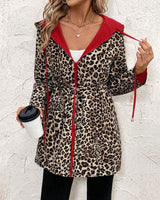 Women's Reversible Hooded Polyester Coat with Zipper Pockets - Stylish & Versatile Outerwear