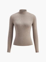 Women's Mock Neck Rib Knit Sweater - Long Sleeve Cozy Knit Top