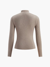 Women's Mock Neck Rib Knit Sweater - Long Sleeve Cozy Knit Top