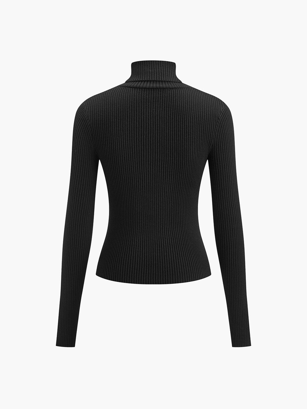 Women's Turtleneck Ribbed Knit Sweater with Thumbhole Cuffs - Cozy & Stylish Pullover