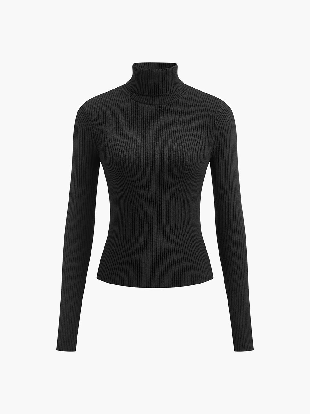 Women's Turtleneck Ribbed Knit Sweater with Thumbhole Cuffs - Cozy & Stylish Pullover