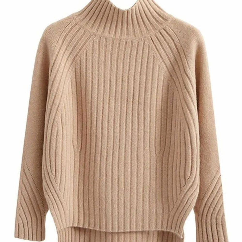 Camila | Women's Ribbed Knit Turtleneck Long Sleeve Sweater Relaxed Fit - 4