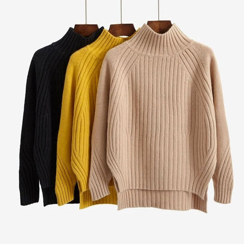Camila | Women's Ribbed Knit Turtleneck Long Sleeve Sweater Relaxed Fit - 6