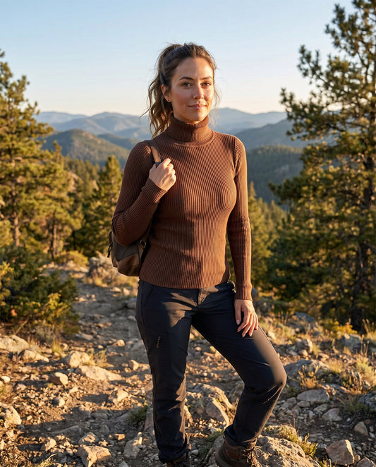 Women's Ribbed Turtleneck Sweater – Lightweight Knit