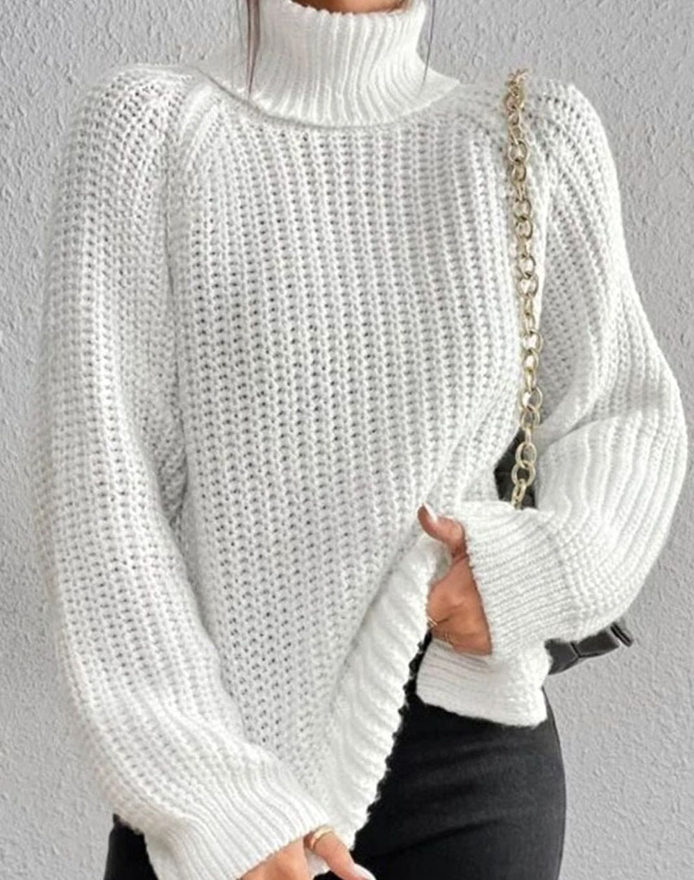Harper | Women's Ribbed Turtleneck Sweater Long-Sleeve Chunky Knit Pullover