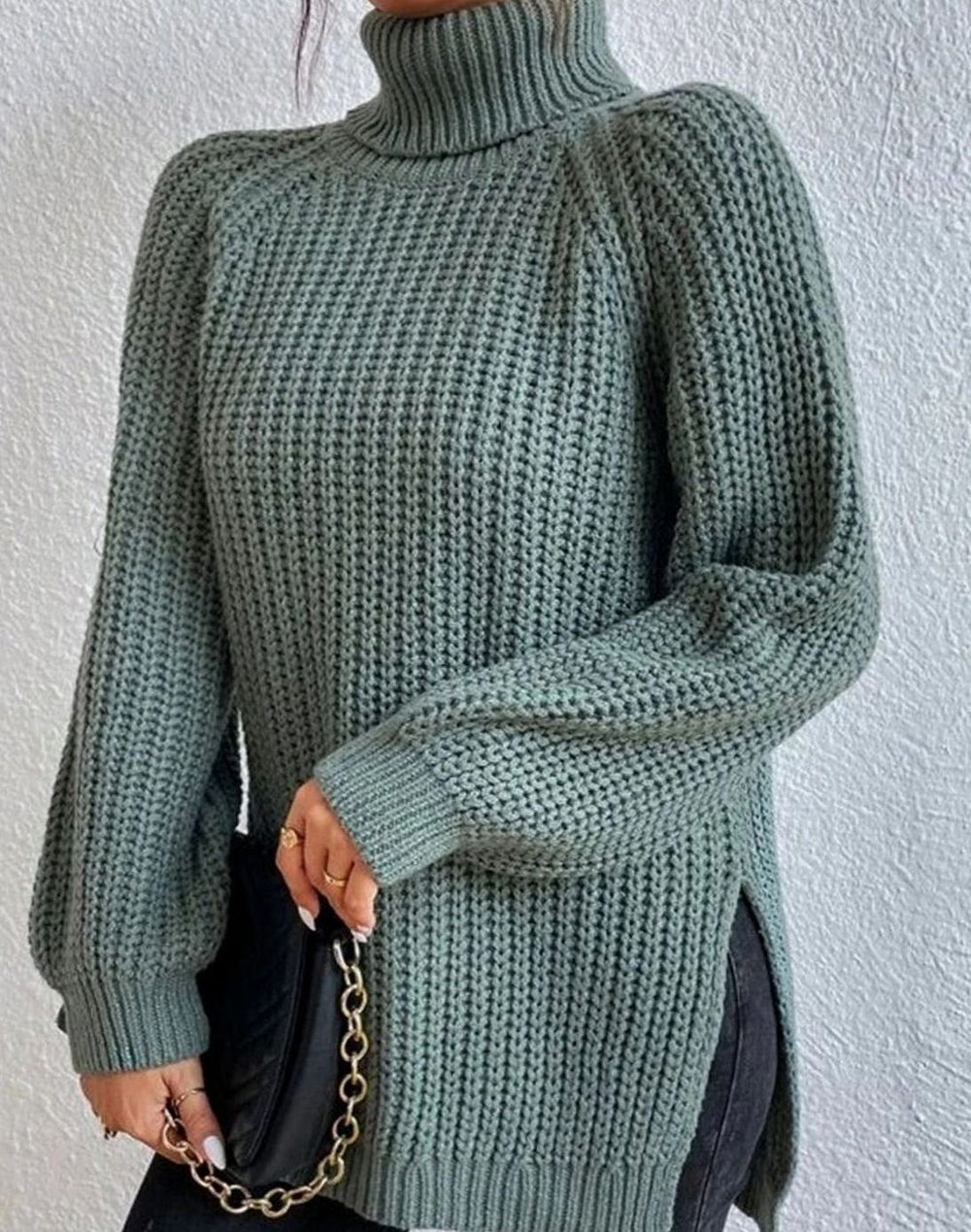 Harper | Women's Ribbed Turtleneck Sweater Long-Sleeve Chunky Knit Pullover - 11