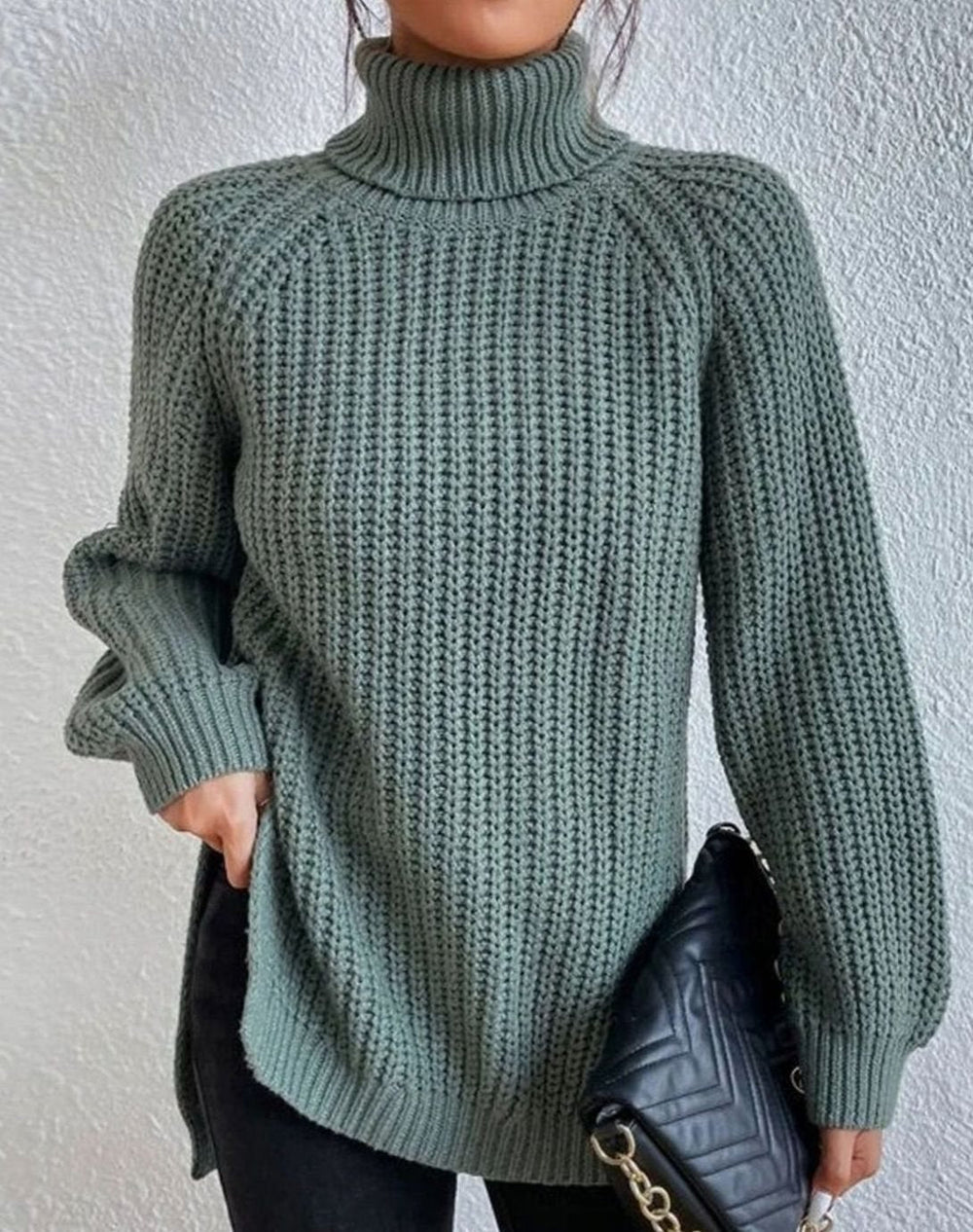 Harper | Women's Ribbed Turtleneck Sweater Long-Sleeve Chunky Knit Pullover - 13