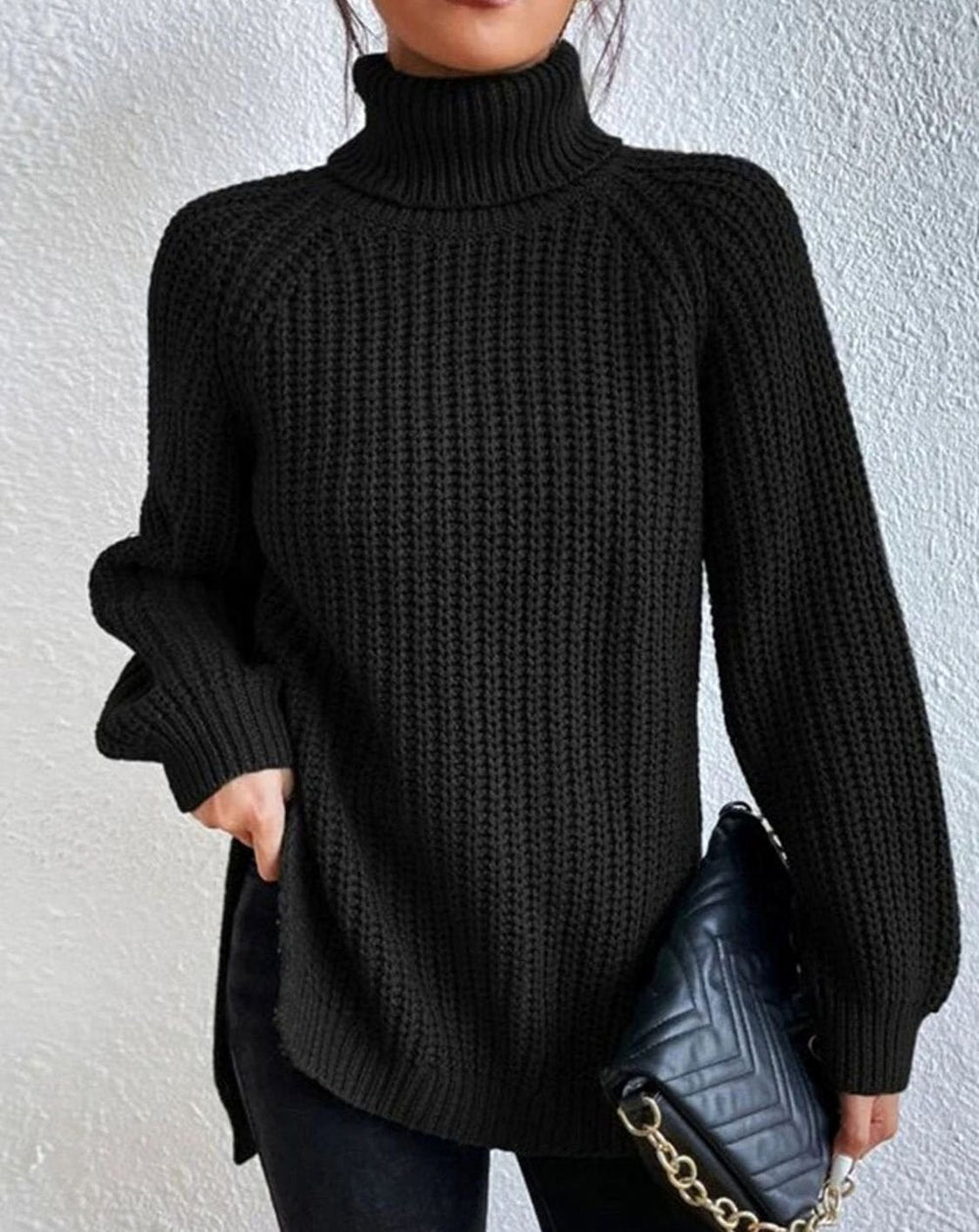 Harper | Women's Ribbed Turtleneck Sweater Long-Sleeve Chunky Knit Pullover - 4