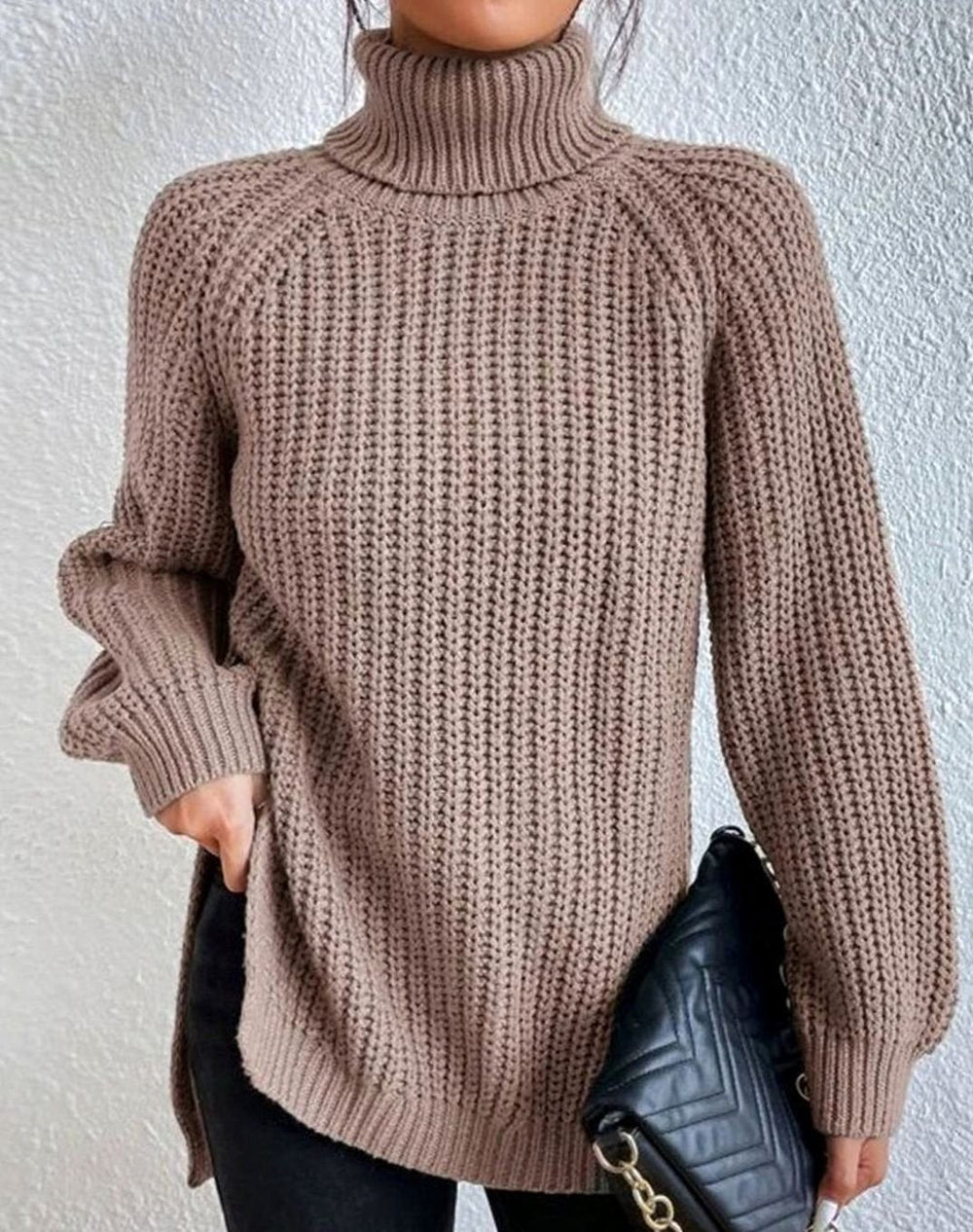 Harper | Women's Ribbed Turtleneck Sweater Long-Sleeve Chunky Knit Pullover - 9