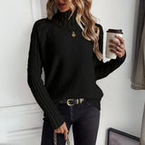 Victoria | Women's Ribbed Turtleneck Sweater Relaxed Raglan Pullover