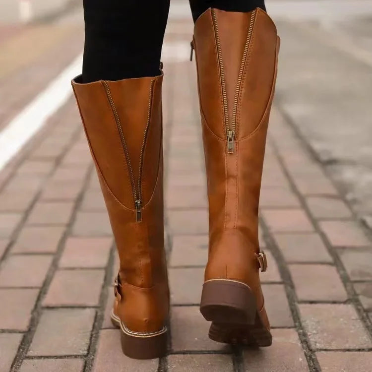 Women's buckle strap boots, view 2
