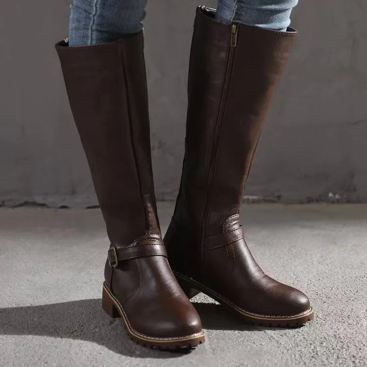Women's buckle strap boots, view 3